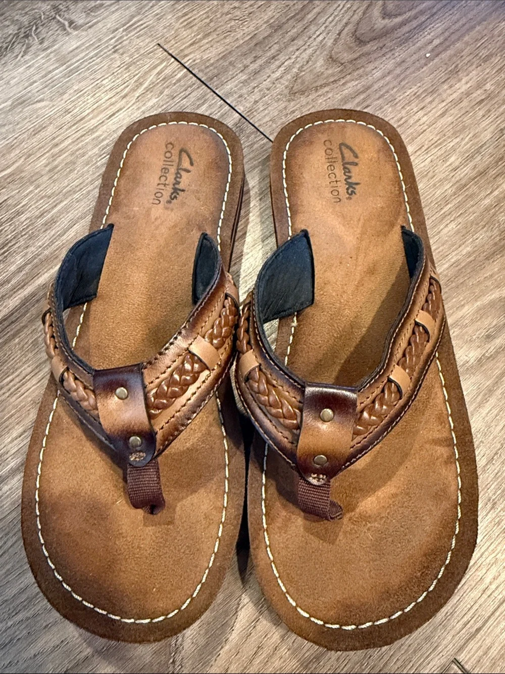 Clarks Fenner Nerice Flip-Flops Brown Comfort Slip-On Comfy Boho Size 8